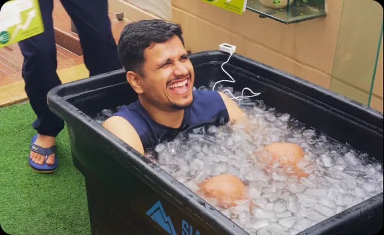A founder taking on the ice bath