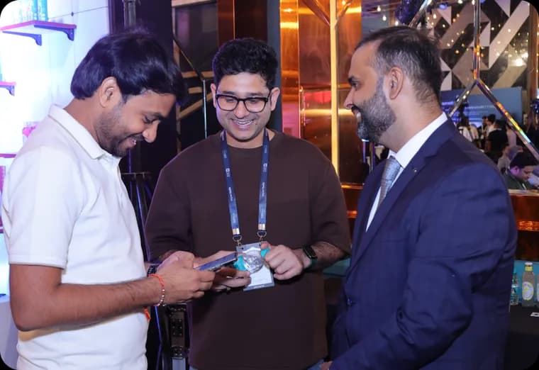 Founders exchanging contacts