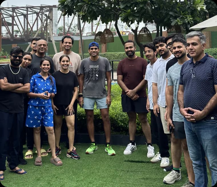 Founders and speakers together on the lawn